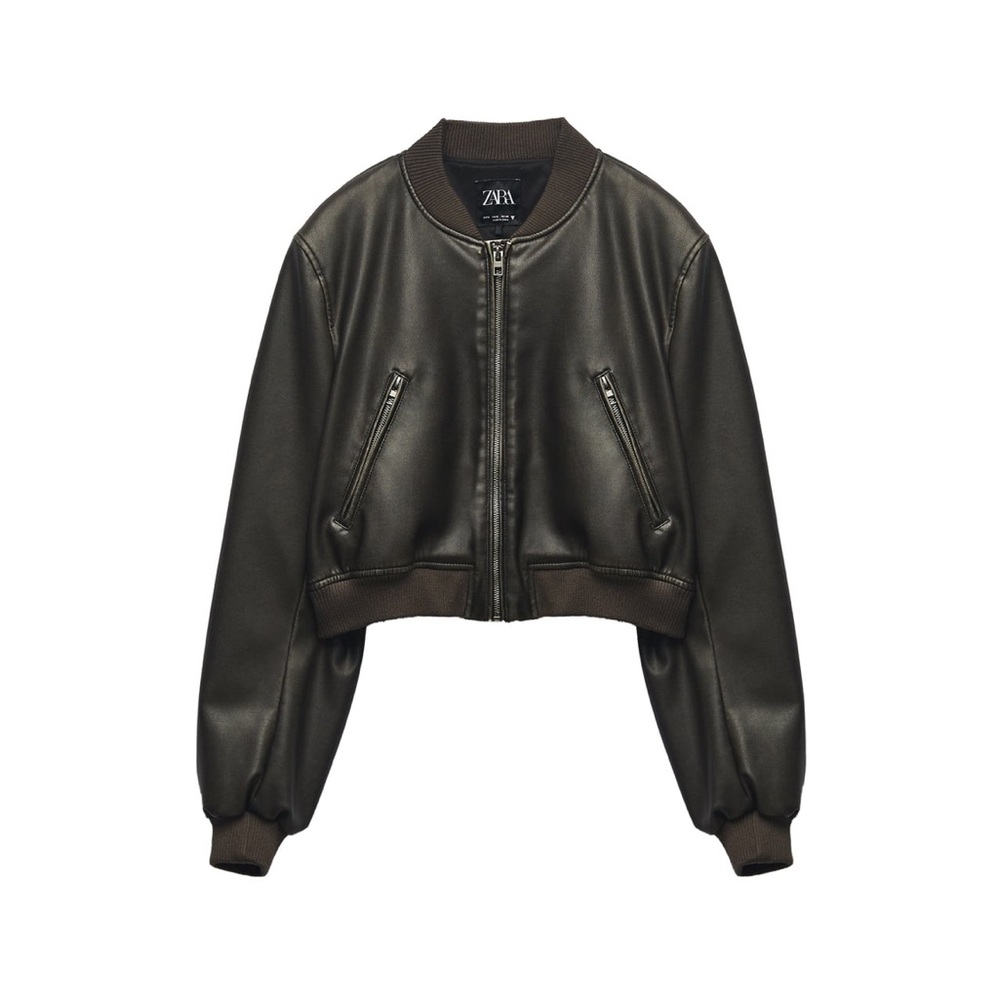 NWT ZARA Leather Bomber Jacket